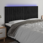 LED-voodipeats, must, 180x5x118/128 cm, samet