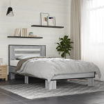 Voodiraam, hall sonoma tamm, 75 x 190 cm, tehispuit ja metall