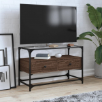Klaasplaadiga telerikapp, pruun tamm, 80x35x51 cm, tehispuit