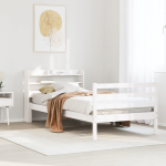 Voodiraam peatsiga ilma madratsita valge 100x200 cm