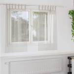 Voile kardin kardinatega 2 tk cream 140 x 140 cm pol&uuml;ester