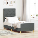 Voodi raam peaga tumehall 80 x 200 cm kangas