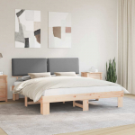 Voodiraam Pehme Peatoega peaga Helehall 200 x 200 cm Tahke m&auml;nd