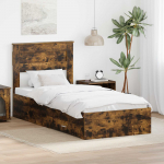 Voodiraam peatsiga Suitsetatud tamm 90 x 190 cm Tehispuit