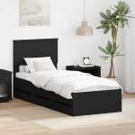 Voodiraam sahtliga peaga must 75 x 190 cm inseneripuit