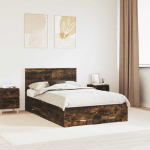 Voodiraam peatsiga Suitsetatud tamm 120 x 200 cm Tehispuit