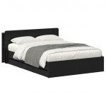 Voodiraam ladustamisega peaga Must 160 x 200 cm Tehispuit