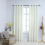 Pimendavad kardinad r&otilde;ngastega 2 tk, samet, kreemjas, 140x225cm