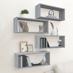 Seina kuubikriiulid 4 tk hall sonoma tamm 60x15x23 cm tehispuit