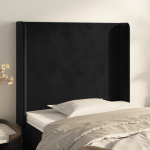 Voodipeats servadega, must, 103x16x118/128 cm, samet