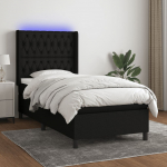 Kontinentaalvoodi madrats ja LED, must, 90x190 cm, kangas
