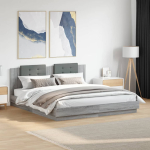 Voodiraam peatsiga, hall sonoma tamm, 180x200 cm, tehispuit