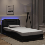 Voodiraam LED-tuledega, must, 100 x 200 cm, kunstnahk