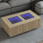 Diivanilaud LED-tuledega, sonoma tamm, 116x69x40cm