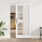 Libisev uks koos riistvarakomplektiga valge 93x211 cm solid puidust m&auml;nnist