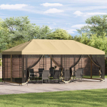 Paviljon k&uuml;lgseinadega 6 x 3 m Kreemjas Pol&uuml;ester ja teras 190
