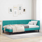 Nurga voodiraam peatsiga T&uuml;rkiis 90 cm x 200 cm Samet