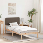 Voodiraam Pehme Peatoega Pruunikashall 100 x 200 cm Tahke m&auml;nd
