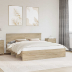 Voodiraam peatsiga sonoma tamm 200 x 200 cm tehispuit
