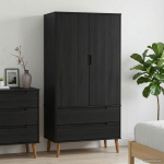 Garderoobikapp MOLDE Must 90 x 55 x 175 cm Toekas m&auml;nnipuit