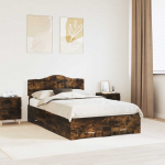Voodiraam peatsiga Suitsetatud tamm 135 x 190 cm Tehispuit