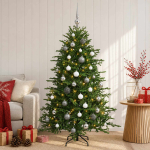 Kunstkuusk koos j&otilde;ulukuuliga 150 cm 150 LED-i Soe valge