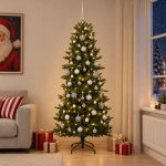Kunstkuusk koos j&otilde;ulukuuliga 180 cm 300 LED-i Soe valge