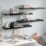 Seinariiulid, 4 tk, k&otilde;rgl&auml;ikega, must, 90 x 23,5 x 3,8 cm mdf