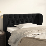 Voodipeats servadega, must, 103x23x78/88 cm, samet