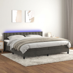 Kontinentaalvoodi madrats ja LED, tumehall, 200x200 cm, samet