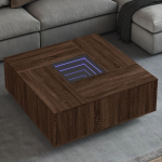 Kohvilaud LED-tuledega, pruun tamm, 100x100x40 cm