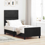 Voodiraam peatsiga must 80 x 200 cm samet