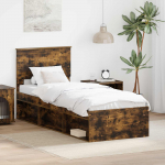 Voodiraam peatsiga Suitsetatud tamm 75 x 190 cm Tahke m&auml;nd