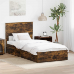 Laos voodi peaga Suitsetatud tamm 90 x 200 cm Tehispuit