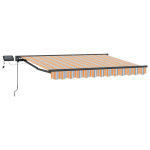 Manuaalne varikatus LED-idega Sinine ja Oranž 3 x 2,5 m
