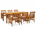 3058090 7 piece garden dining set with cushions solid acacia wood (45963+2x312129)