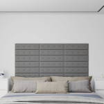 Seinapaneelid 12 tk, hall, 60 x 15 cm, kunstnahk, 1,08 m&sup2;