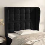 Voodipeats servadega, must, 103x23x118/128 cm, samet