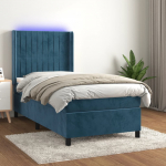 Kontinentaalvoodi madrats, LED, tumesinine, 90x190 cm, samet