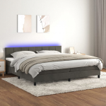 Kontinentaalvoodi madrats ja LED, tumehall, 200x200 cm, samet