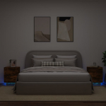 &Ouml;&ouml;kapid LED-valgustusega 2 tk, suitsutatud tamm, tehispuit