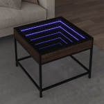 Diivanilaud LED-tuledega, pruun tamm, 50x50x41cm