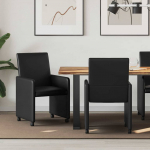 Ratastega S&ouml;&ouml;gi-toolid 2 tk Must 57 x 66 x 94 cm Kunstnahk