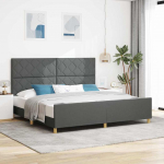 Voodiraam peatsiga tumehall 200 x 200 cm kangas