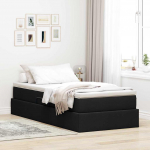 Voodi hoiukohaga ja madratsiga Must 90 x 200 cm Pol&uuml;ester