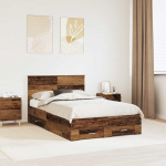 Voodiraam peatsiga sahtliga Vana puit 120 x 190 cm Tehispuit
