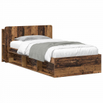 Voodiraam ladustamisega peaga Vana puit 80 x 200 cm Tehispuit