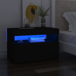&Ouml;&ouml;kapp ja LED-tuled, must, 60 x 35 x 40 cm, tehispuit