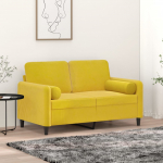 Dekoratiivpadjad 2 tk, kollane, &oslash;15 x 50 cm, samet