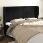 Voodipeats servadega, must, 203x23x118/128 cm, samet